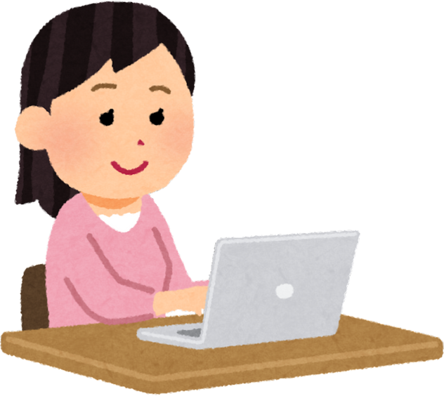 Watercolor Illustration of Young Woman Using Laptop
