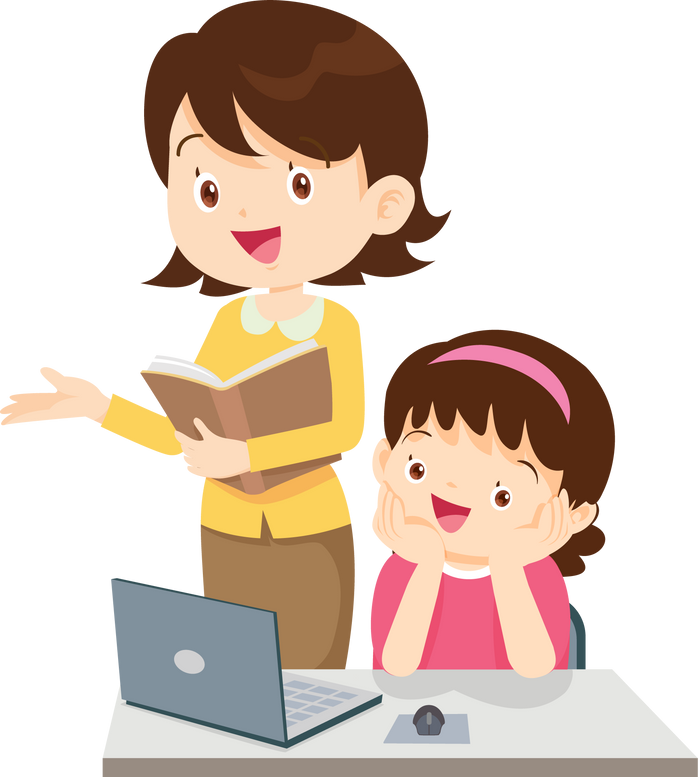 teacher and student learn computer