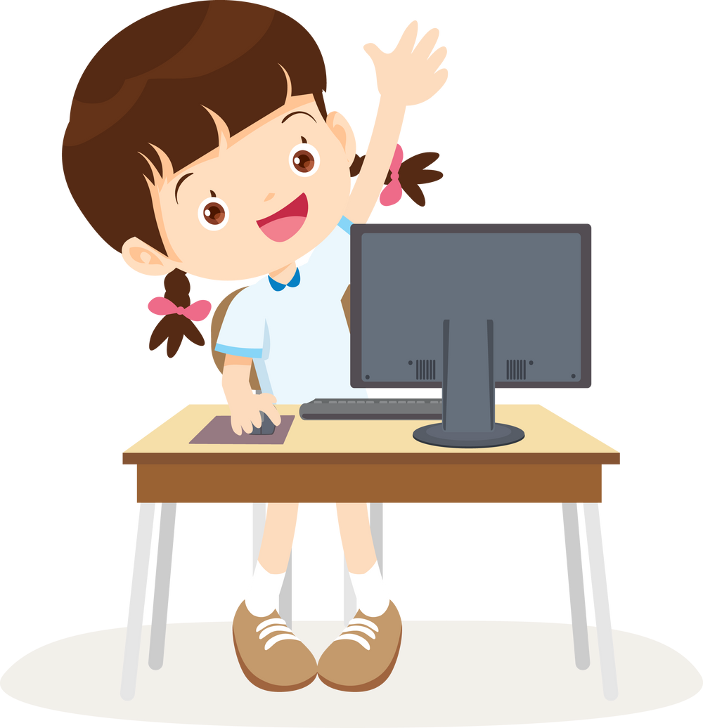 students working with computer