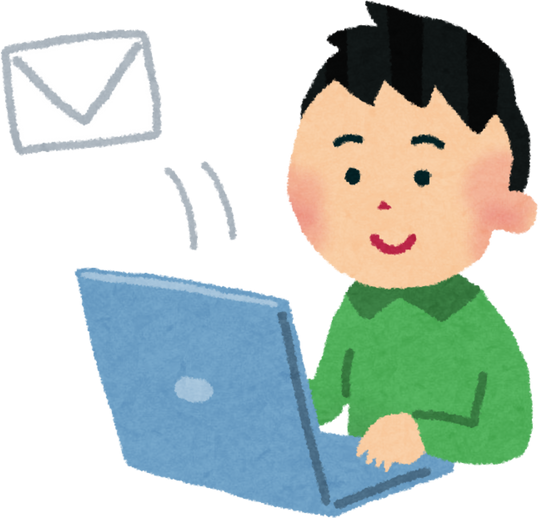 Illustration of a Man Sending an Email on a Laptop