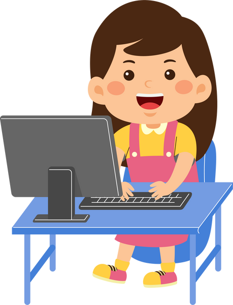 cute little kid girl use computer
